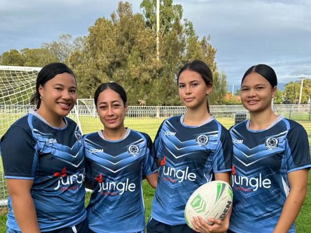 Illawarra Sports High School's Michala Hardy, Laila Poto, Manama-Jen Tukere (MJ), Madison Hemopo and LJ Latu ahead will all feature in the NRL NSW Schoolgirls Cup competition in 2025. Picture: Supplied.