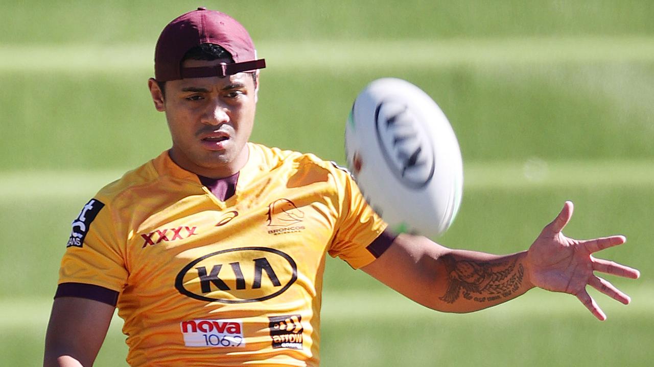 Anthony Milford during Brisbane Broncos training at Red Hill. Picture: Liam Kidston