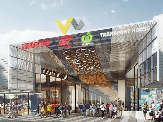 An artist's impression of the Brunswick St entrance to Transport House in the Valley Metro redevelopment precinct.