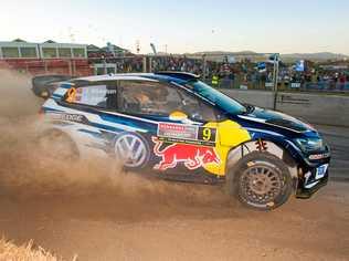 Volkswagen Motorsport's Andreas Mikkelsen and co-driver Anders Jager Synnevag on the super special stage on the Jetty Foreshores. . Picture: Trevor Veale