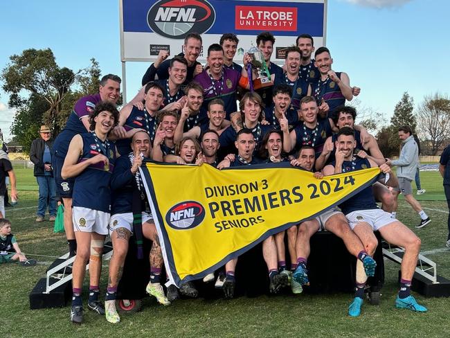 Old Paradians celebrates it NFNL Division 3 premiership. Picture: Field of View Photography