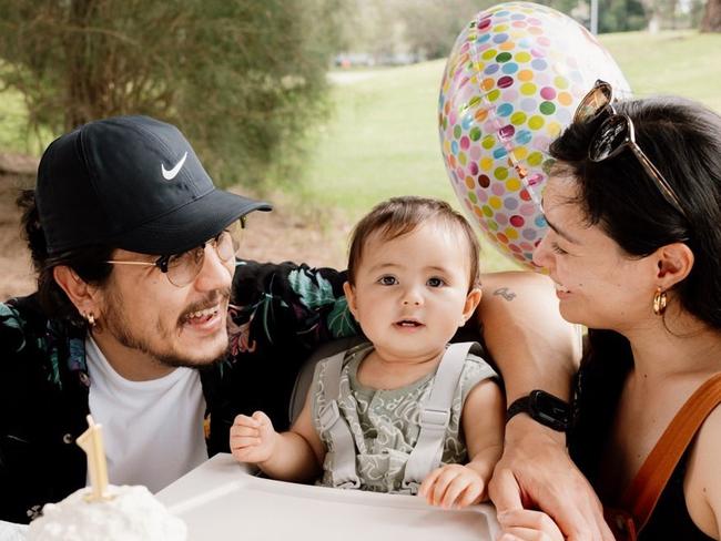 Baby Olivia Ancelet with parents Etienne and Kim. Picture: Supplied