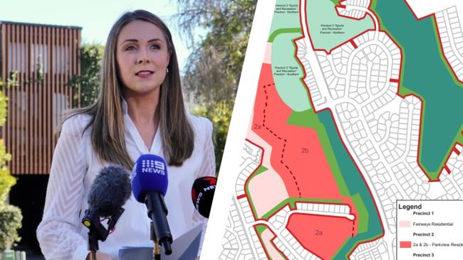 Housing Minister and Gaven MP Meaghan Scanlon with proposed plans for the Arundel Hills Country Club development.