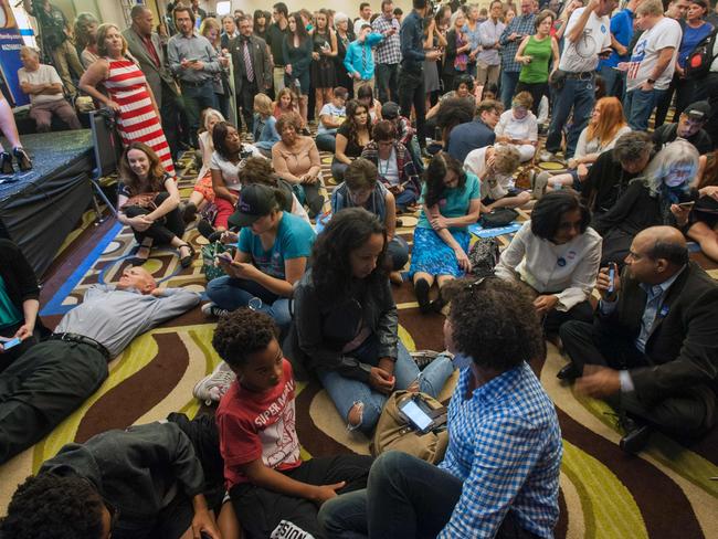 What a bummer. Supporters at a hotel in downtown Phoenix, Arizona. Picture: Laura Segall/AFP