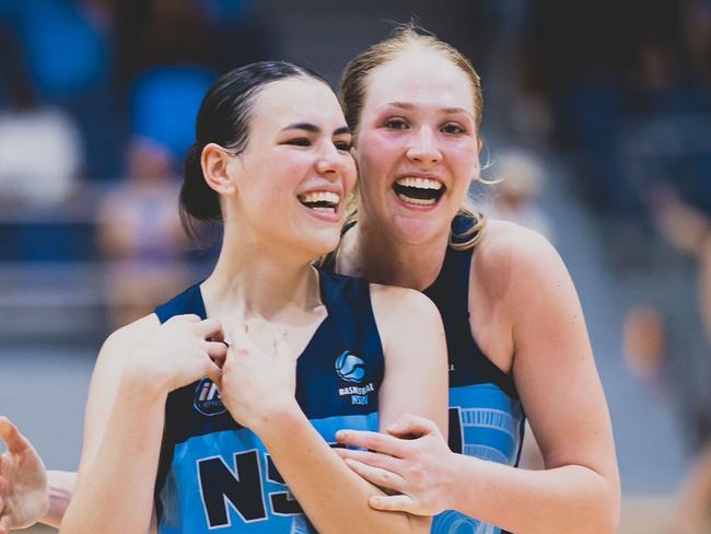 NSW celebrates winning the women's under-20 title at the 2025 Basketball Australia Under-20 National Championships. Picture: Taylor Earnshaw