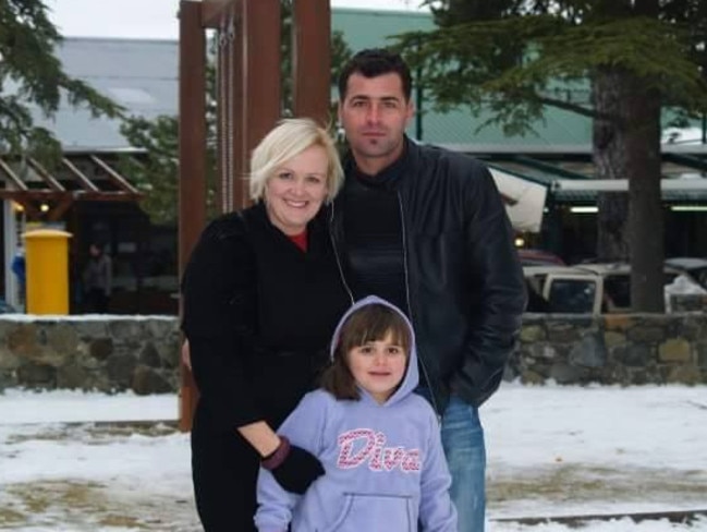 Louise Monaghan, pictured with daughter May and ex-husband Mostafa in happier times.