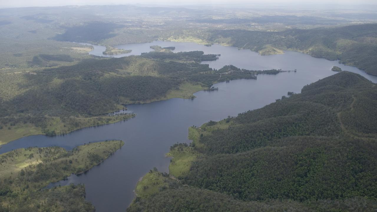 Aerial photograph of Lake Cressbrook. Photo Kevin Farmer / The Chronicle Helicopter services courtesy of Heliwest Group