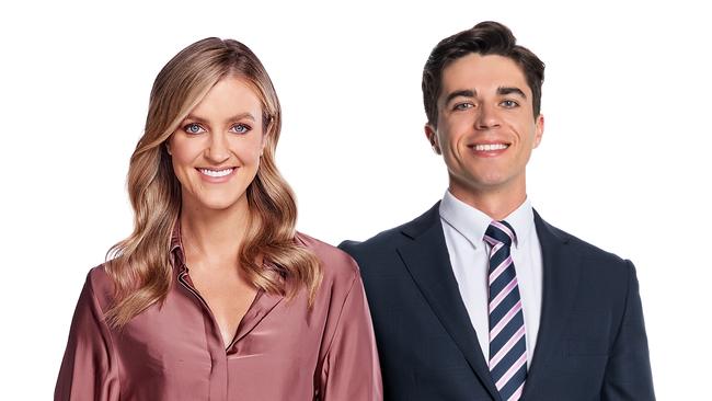 Kate Freebairn and Max Burford are Channel 10 Adelaide's new newsreader and sports presenter. Picture: Channel 10.,