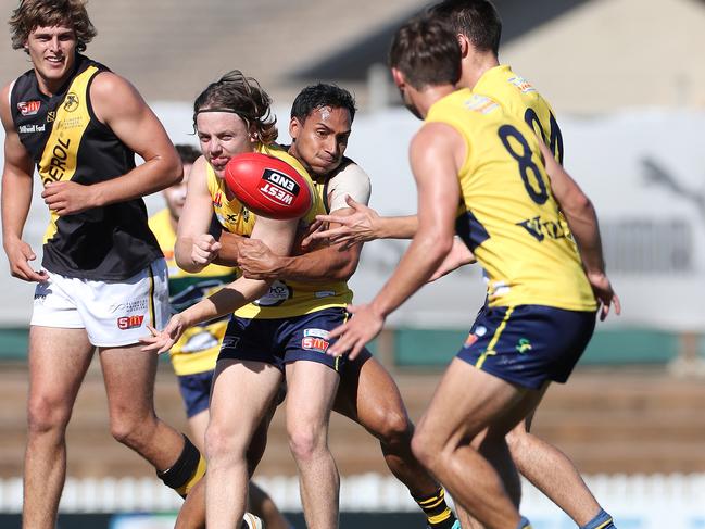 SANFL: Eagles v Glenelg at Woodville Oval. eagle James Rowe. Picture: DYLAN COKER