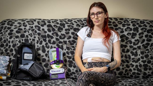 Sammie Garcia at home in Brompton. Sammie has a rare condition that stops her body from processing food. Picture: Emma Brasier