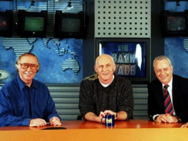 The Back Page through the years: Mike Gibson, Billy Birmingham, Peter Frilingos. Picture: Supplied