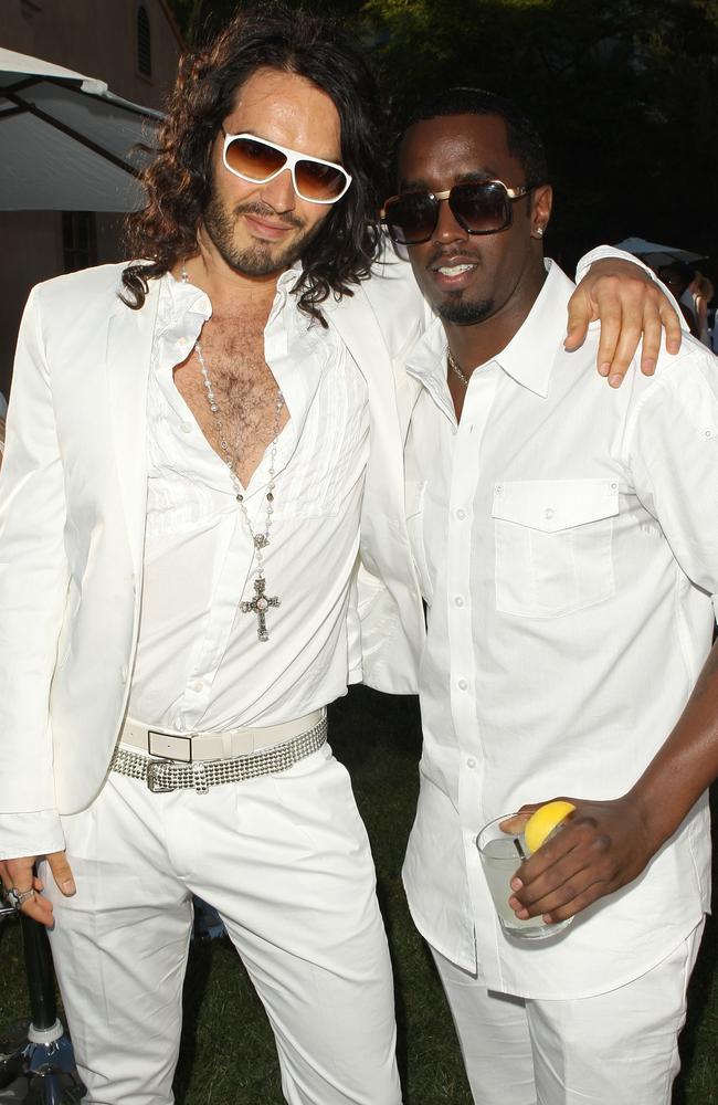 Russell Brand and ‘Get Him to the Greek” costar Sean “Diddy” Combs pose together in 2009. Picture: Jason Merritt/Getty Images/Getty Images