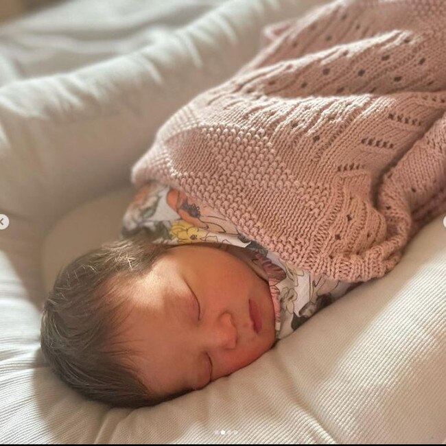 Former MAFS Geelong-based Nadia Stamp and partner Glen Talaric have welcomed a baby girl Giselle Grace on 11/4/22. Picture: Instagram