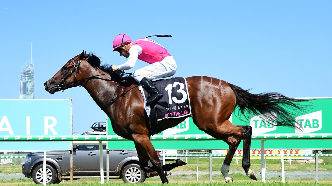 Skirt The Law wins the rich Magic Millions 2YO Classic for trainer Tony Gollan and jockey Ryan Maloney. Picture: Grant Peters - Trackside Photography