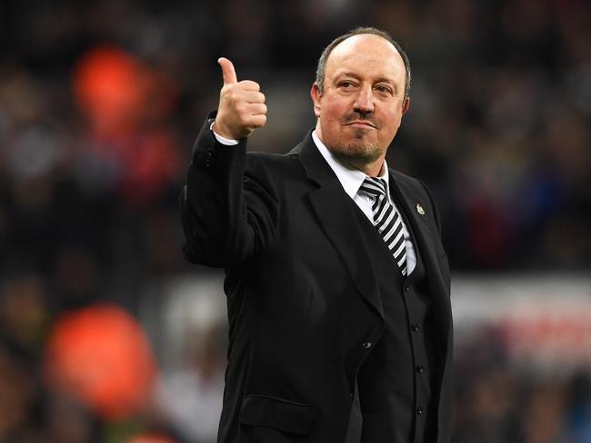 NEWCASTLE UPON TYNE, ENGLAND - APRIL 24:  Rafa Benitez manager of Newcastle United gives a thumbs up as he celebrates victory and promotion after the Sky Bet Championship match between Newcastle United and Preston North End at St James' Park on April 24, 2017 in Newcastle upon Tyne, England. Newcastle United are promoted back to the Premier League following their 4-1 win.  (Photo by Stu Forster/Getty Images)