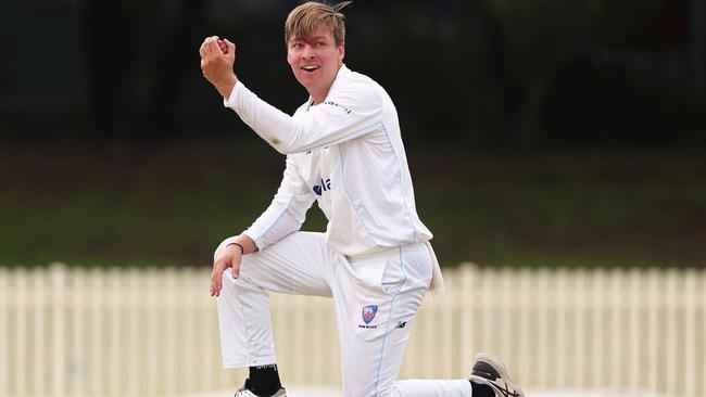 Riley Ayre of New South Wales reacts after attempting to take a catch during a Sheffield Shield match. (Photo by Cameron Spencer/Getty Images)