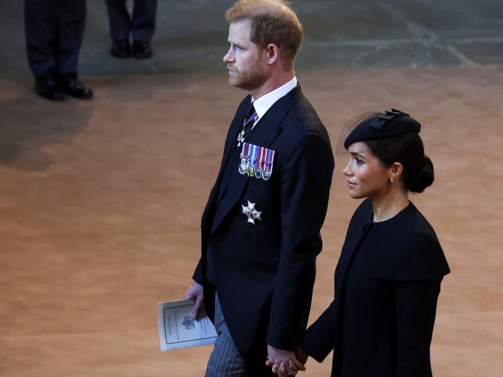 Harry and Meghan at the Queen’s funeral in September. Will they get an invite to the King’s coronation? Picture: Phil Noble – WPA Pool/Getty Images