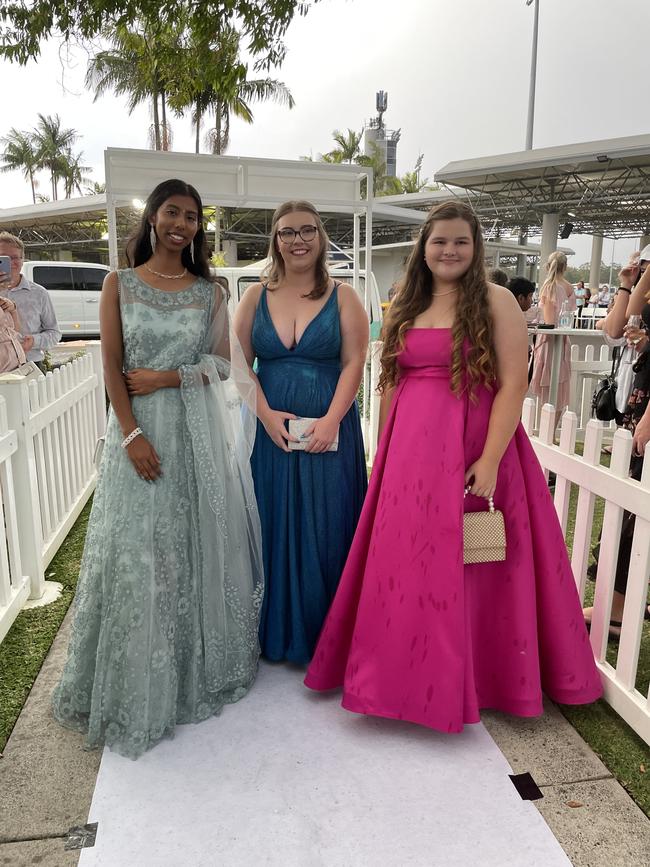 Sanvya Santosh, Charlotte Carter, and Poppy Sunderland at the 2023 Unity College formal.