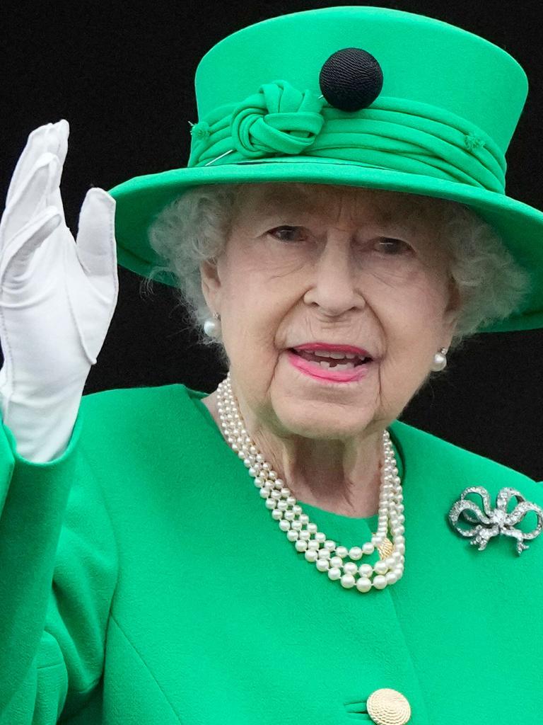 The 96-year-old made her way back inside after 3 minutes. Picture: Frank Augstein/AFP