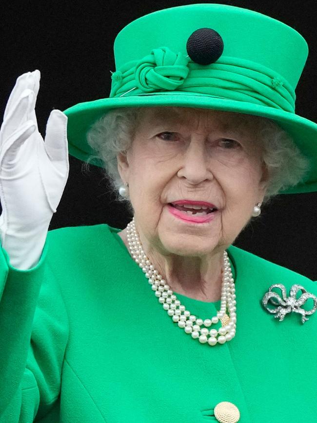 The 96-year-old made her way back inside after 3 minutes. Picture: Frank Augstein/AFP