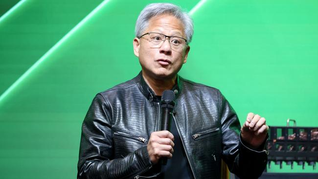 Nvidia CEO Jensen Huang speaks during Computex in Taipei on June 4, 2024. Photo by I-Hwa Cheng / AFP.