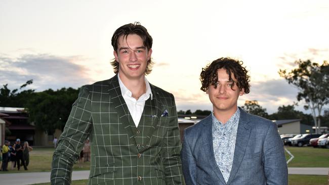 Dylan Watts and Callum Romano. Photographs from the Gilroy Santa Maria College Formal 2022 in Ingham on Friday night. Picture: Cameron Bates