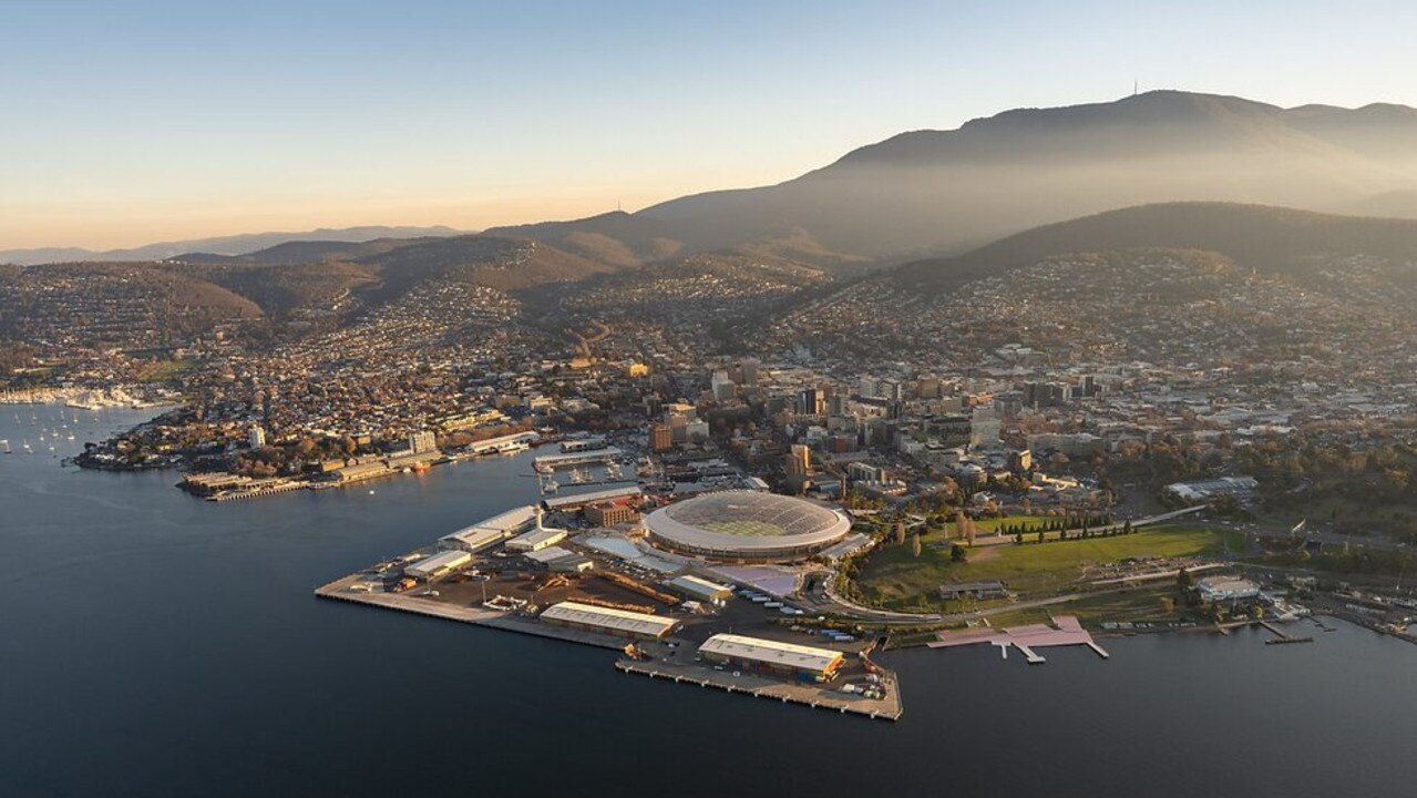 Renders of Macquarie Point stadium. Picture: Cox Architecture.