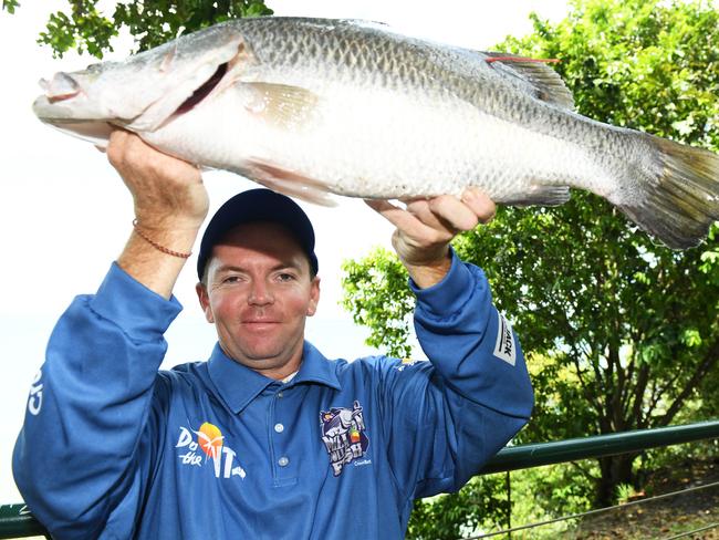 This is the Golden Ticket fish that was released at Channel Island lucky fisho Darwin resident Paul Baunach caught a $10,000 tagged Barramundi near Channel Island yesterday. Pic Katrina Bridgeford.