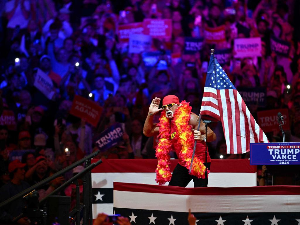 Former pro wrestler Hulk Hogan on stage at Madison Square Garden. Picture: AFP