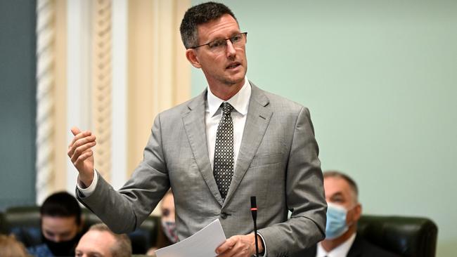 Queensland Transport Minister Mark Bailey speaks during Question Time at Parliament House in Brisbane. Picture: NCA NewsWire / Dan Peled