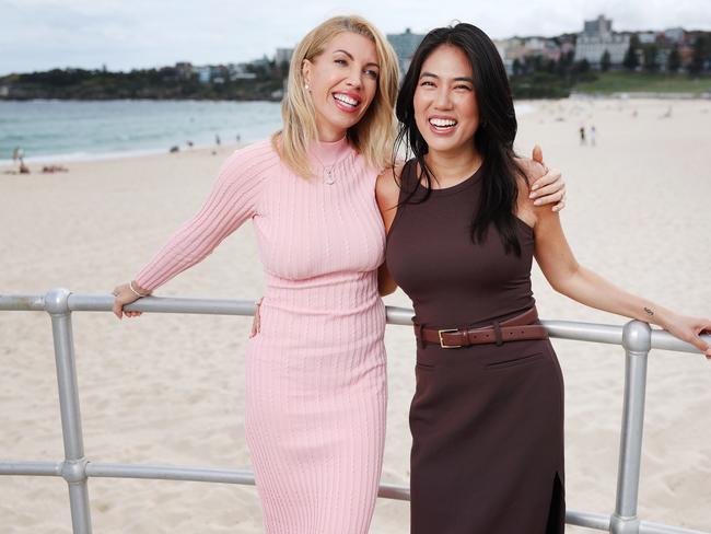 The Daily Telegraph 12.11.2024 Love Expert Jacquie Blaze and Sophia Kim at Bondi beach.    Story about making friends in Sydney. Picture: Rohan Kelly