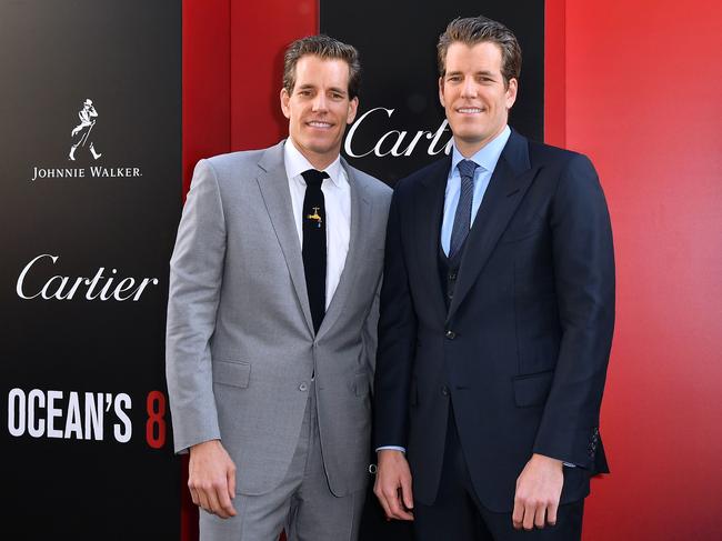 US entrepreneurs Cameron and Tyler Winklevoss. Picture: Angela Weiss/AFP