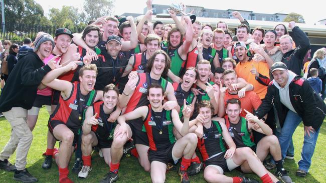 Aquinas Old Collegians’ under-19s start their premiership celebrations