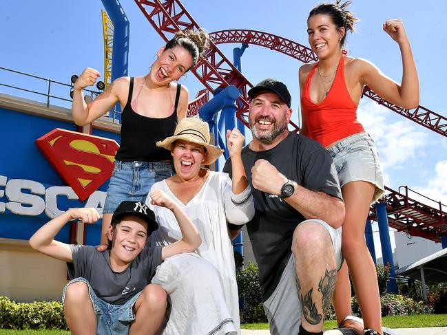 #### Meet the Folkers ####Ned, Edie, Jayne, Andrew and Annie Folker of Ballarat.Families having a good time at Movieworld on the Gold Coast. Sunday December 31, 2023. Picture, John Gass