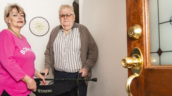 Wilsonton residents John and Janice Humphreys lost two cars to Queensland’s youth crime wave and would look to take advantage of home security provisions announced in the state budget. Picture: Kevin Farmer