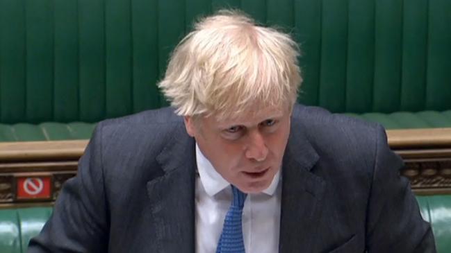 Boris Johnson during prime minister's questions in the British House of Commons on Wednesday. Picture: AFP