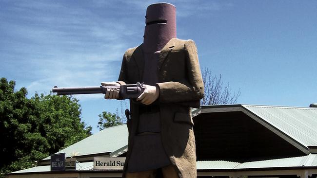 Big Ned Kelly in Glenrowan, Victoria. From the book Big Aussie Icons. One-time use only.