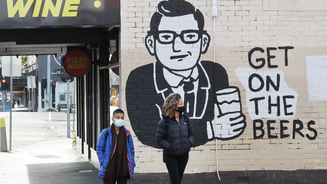 A mural of Premier Daniel Andrews outside a shop in Moonee Ponds. Picture: David Crosling