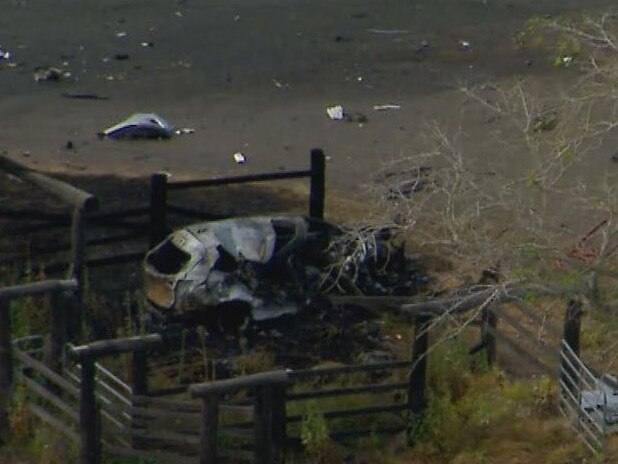 What’s left of the Mazda after the crash. Picture: 9 News