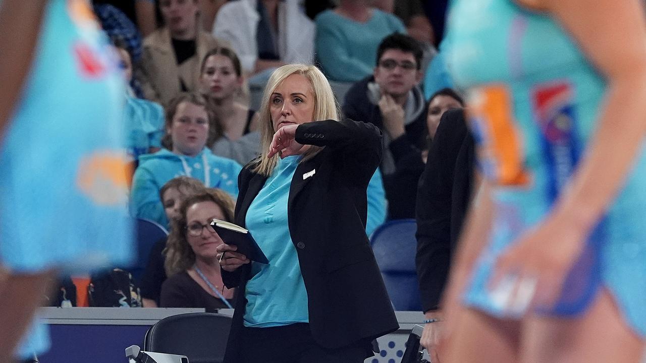 Tracey Neville, head coach of the Mavericks reacts during the round three Super Netball match between Melbourne Mavericks and West Coast Fever. Photo: Getty Images