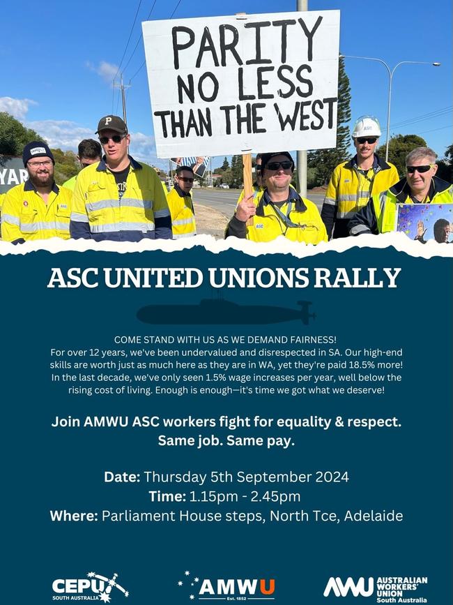 ASC United Unions Rally poster.