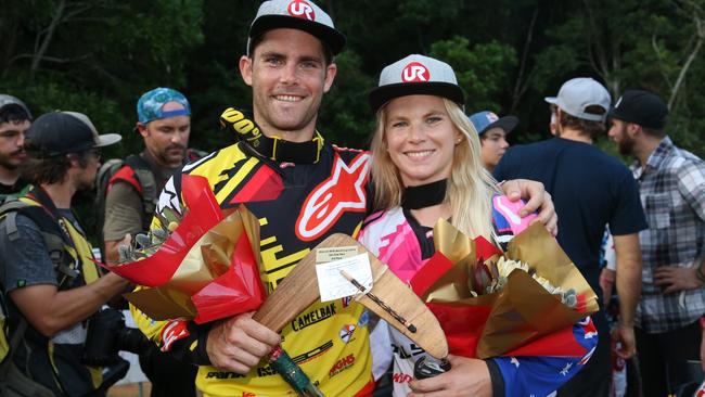 Cairns brother and sister Mick and Tracey Hannah, who placed third and second respectively in the mens and women's downhill finals.