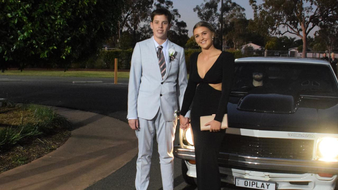 Bailey Martin and Zahra Manteit stunned on the red carpet at Our Lady of Southern Cross College's formal for 2023. Picture: Emily Devon