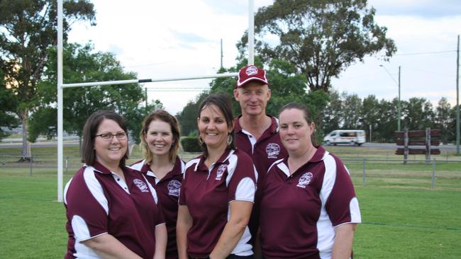 The 2019 Eastern Suburbs Junior Rugby League executive (from back left) Charlene McQueen, Kylie Hart, Karen Lowe, (back) Mel Nowlan and Darren Hart (president).