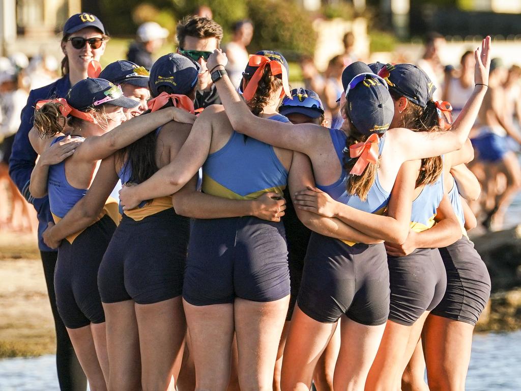 A shorter version of the Head Of The River regatta at West Lakes went ahead on Monday. Picture: AAP / Mike Burton