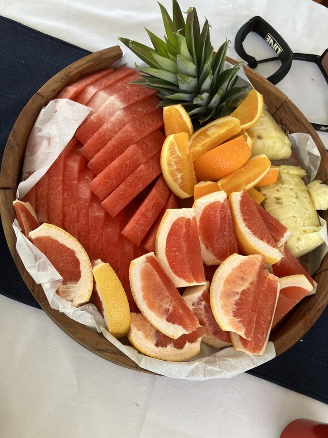 Fruit platter on board the M.H. Maven on the way back to Port Douglas. Photo: Catherine Duffy