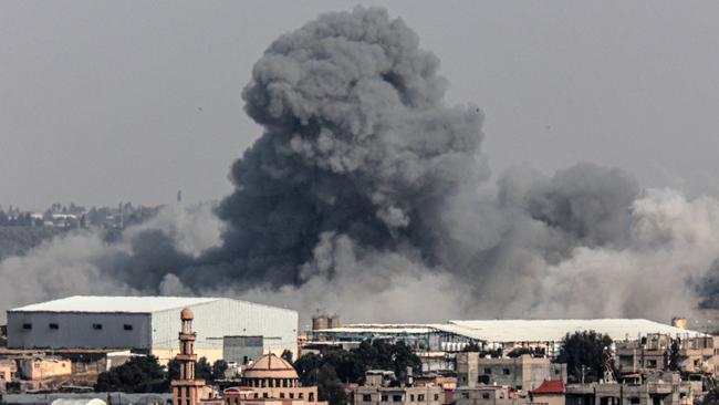 Smoke billows over Rafah after an Israeli strike. Picture: AFP.