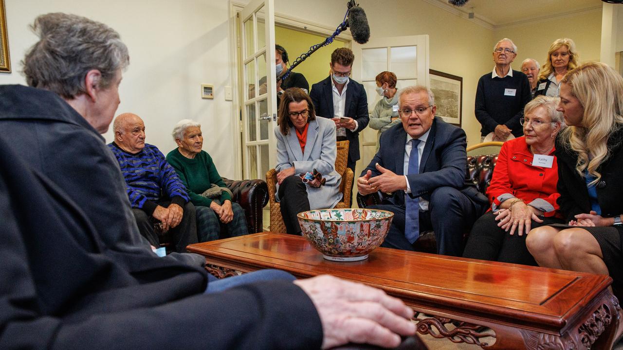 The PM is making a habit of dropping in at retirement facilities. Picture: Jason Edwards