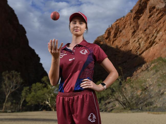 Giselle Parmenter of Queensland poses for portraits during the National Indigenous Cricket Championships at Simpsons Gap on January 31, 2020 in Alice Springs, Australia. (Photo by Albert Perez - CA/Cricket Australia via Getty Images)