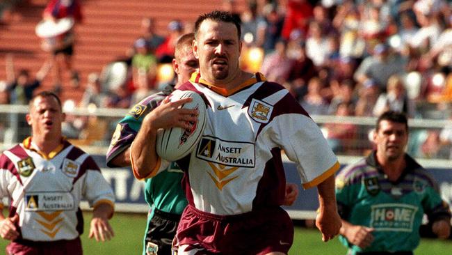 Michael Hancock of the Brisbane Broncos against the Chargers.